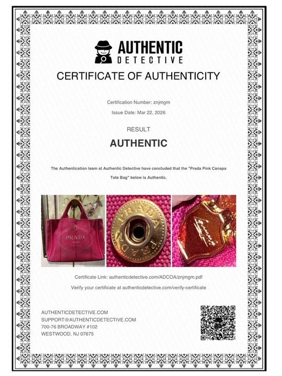 Prada Pink Canapa & COA with Corner Wear - Picture 3 of 16